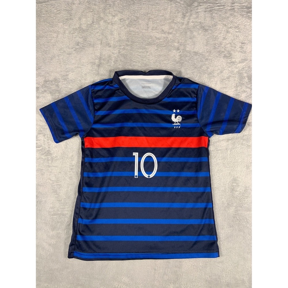 Fff Kylian Mbappe France National Team Jersey Unisex Size 24 Blue Youth Soccer